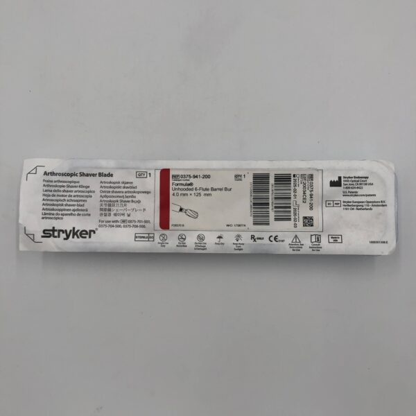 STRYKER 0375-941-200 Formula Unhooded 6-Flute Barrel Bur 4mm x 125mm (X)