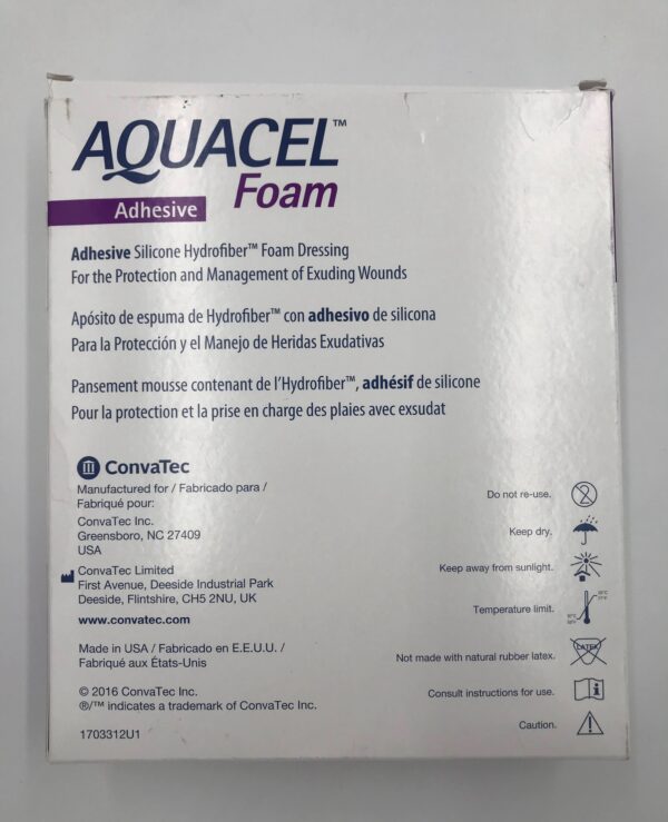 ConvaTec 420621 Aquacel Adhesive Silicone Hydrofiber Foam Dressing 7" X 7" (10/Box) (X)