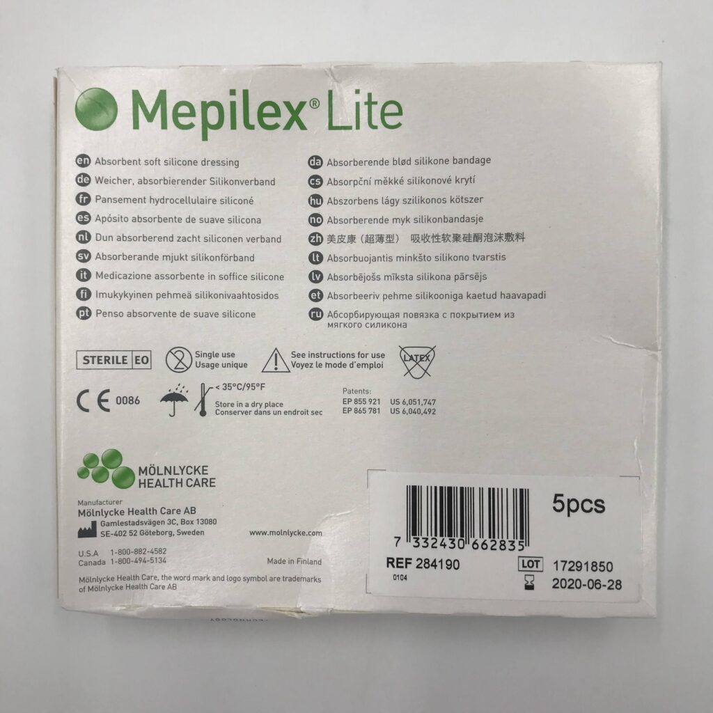 MOLNLYCKE 284190 Mepilex Lite with Safetac Technology. Absorbent