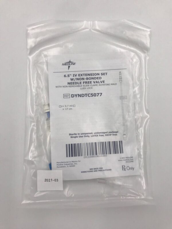 MEDLINE DYNDTC5077 6.5in IV Extension Set w/ Non-Bonded Needle Free Valve (X)