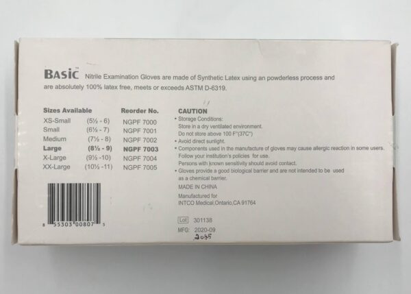 Basic NGPF7003 Synguard Nitrile Exam Gloves (100/box)