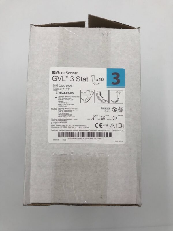 Verathon 0270-0626 GlideScope GVL 3 Stat  (10/Box)