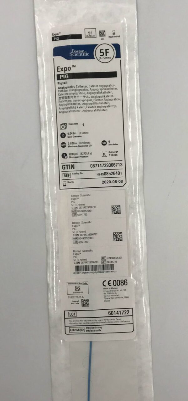 Boston Scientific 0852640 Expo PIG Pigtail Angiographic Catheter, 5F (x)