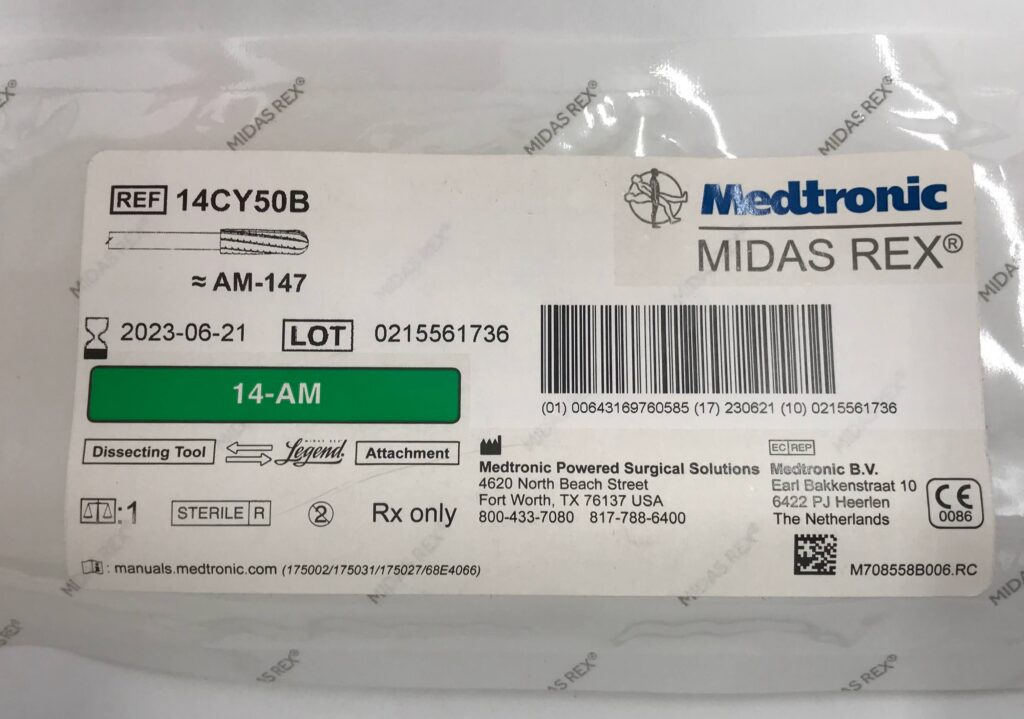 Medtronic 14CY50B Midas Rex Dissecting tool Legend Attachment, 14