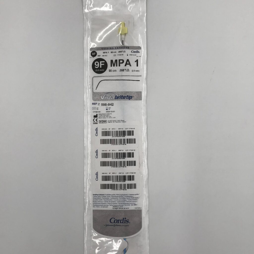 Cordis 598-942 Vista Brite Tip Guiding Catheter, MPA 1, 9F (x