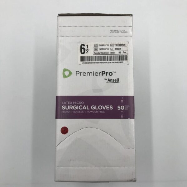 ANSELL 44656 Premier Pro Latex Micro Surgical Gloves, Size 6.5 (50Pair/Bx) (X)
