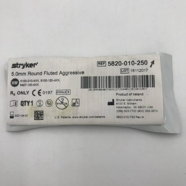 Stryker 5820-010-250 5.0mm Round Fluted Aggressive (X)
