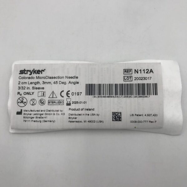 Stryker N112A Colorado MicroDissection Needle 2cm Length, 3mm, 45 Deg. Angle 3/32in. Sleeve