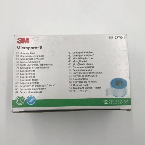 3M 2770-1 Micropore S Surgical Tape 1.0in x 5.5yd (2,cm x 5,0m) (12/Box)