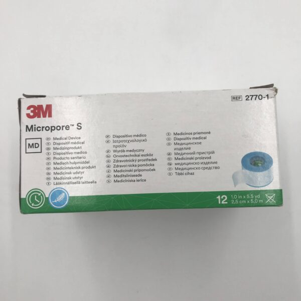 3M 2770-1 Micropore S Surgical Tape 1.0in x 5.5yd (2,cm x 5,0m) (12/Box)