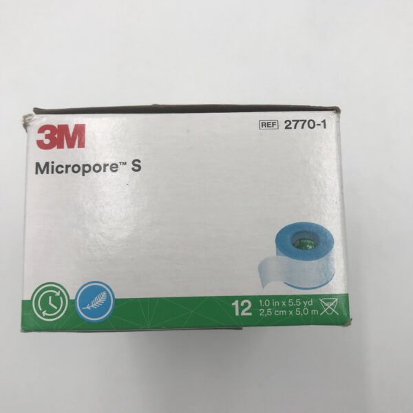 3M 2770-1 Micropore S Surgical Tape 1.0in x 5.5yd (2,cm x 5,0m) (12/Box)