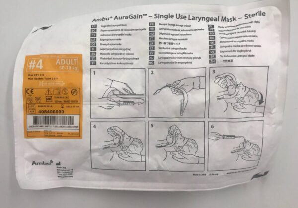 Ambu 408400000 AuraGain- Single Use Laryngeal Mask-Sterile #4 Adult 50-70kg