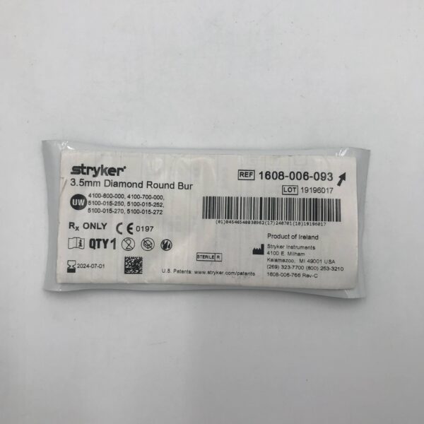 STRYKER 1608-006-093 Diamond Round Bur 3.5mm (X)