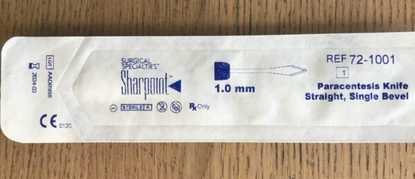 Surgical Specialties 72-1001 Sharpoint Paracentesis Knife Straight, Single Bevel 1.0mm