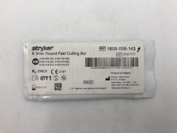 STRYKER 1608-006-143 Round Fast Cutting Bur 6.3mm