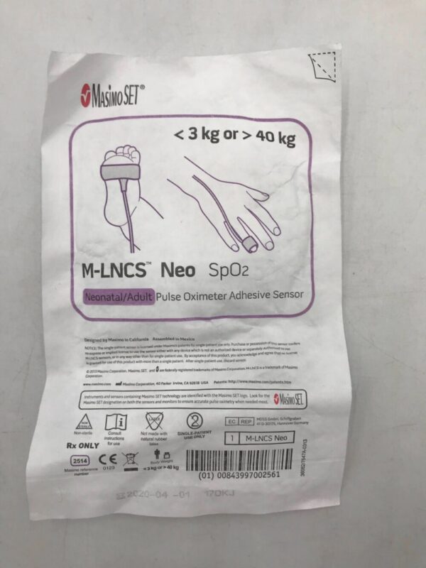 MASIMO 2514 M-LNCS Neo SpO2 Neonatal/Adult Pulse Oximeter Adhesive Sensor <3kg or >40kg (X)