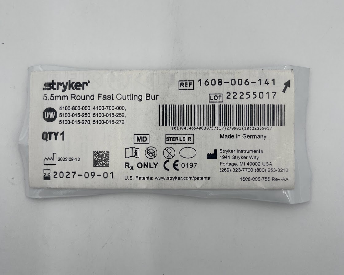 STRYKER INSTRUMENTS 1608-006-141 Round 5.5mm Fast Cutting Bur (ID)