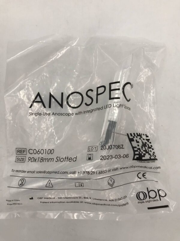 OBP Medical C060100 Anospec Single Use Anoscope w/ Integrated LED Light Source,  90X18mm Slotted (x)