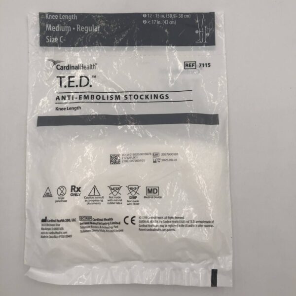 CARDINAL HEALTH 7115 T.E.D. Anti-Embolism Stockings Knee-Length, Medium, Regular, Size C