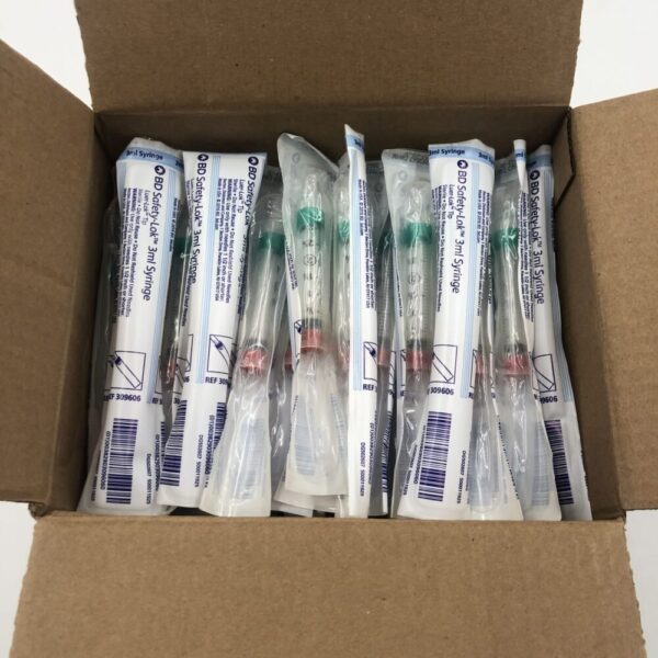 BD 309606 Safety-Lok 3ml Syringe Luer-Lok Tip (100/Box) (X)
