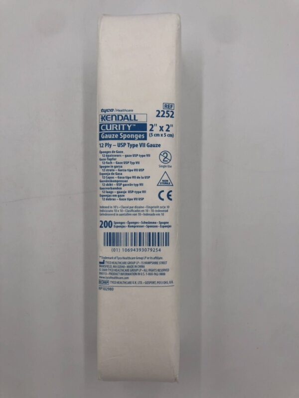 TYCO 2252 Kendall Curity Gauze Sponges 2x2in, 12ply (200/Pkg)