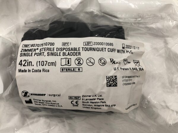 ZIMMER 60707510700 Disposable Tourniquet Cuff w/ PLC, Single Port, Single Bladder 42" (x)