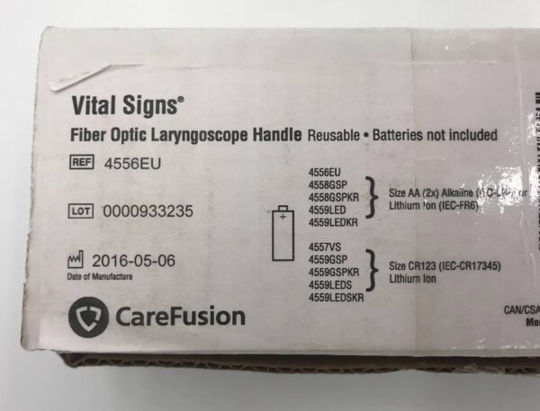 CareFusion 4556EU Vital Signs Fiber Optic Laryngoscope Handle (REUSABLE)