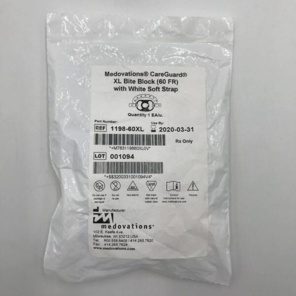 Medovations 1198-60XL CareGuard XL Bite Block (60Fr) w/ White Soft Strap (x)
