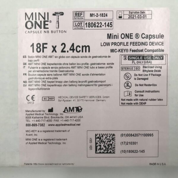 Applied Medical M1-2-1824 Mini One Capsule Low Profile Feeding Device 18F 2.4cm (x)