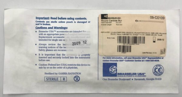 Brassler 09-C0109 Round Carbide Bur, 70mm (x)