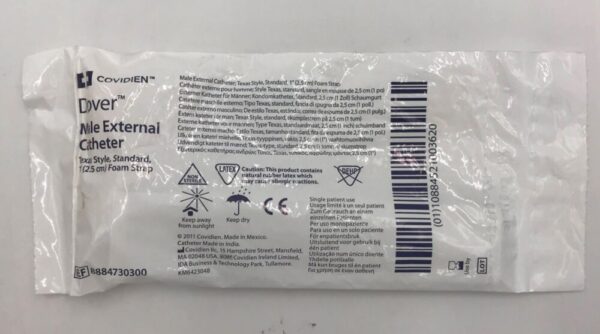 Covidien 8884730300 Dover Male External Catheter, Texas Style, 1in Foam Strap (x)
