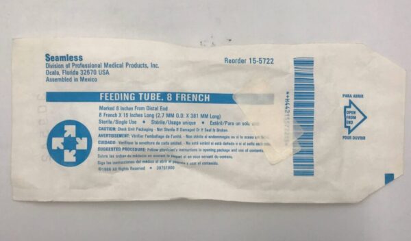 Seamless 15-5722 Feeding Tube, 8Fr