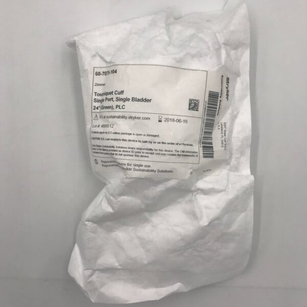 Zimmer 60-7075-104 Tourniquet Cuff Single Port, Single Bladder 24" (Green), PLC (Reprocessed by Stryker) (x)