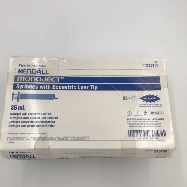 Tyco 535788 Kendall Monoject Syringes with Eccentric Luer Tip 35mL (26/Box)