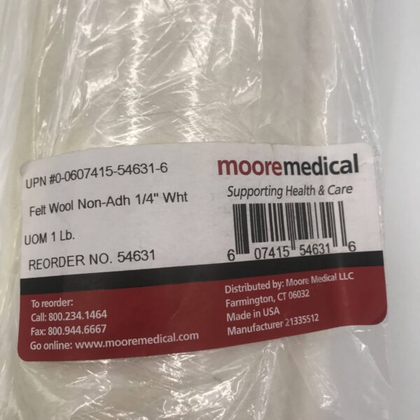 MOORE MEDICAL 54631 Felt Wool Non-Adh 1/4in Wht
