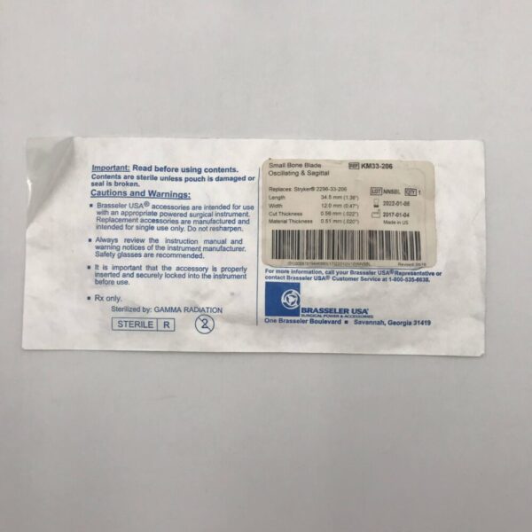 BRASSELER KM33-206 Small Bone Blade Oscillating & Sagittal L=34.5mm (X)
