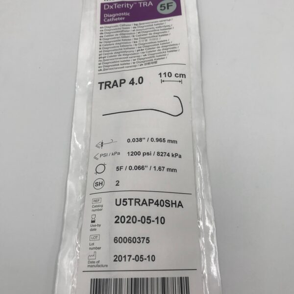 Medtronic U5TRAP40SHA DxTerity TRA Diagnostic Catheter 5F  110cm TRAP 4.0 (X)