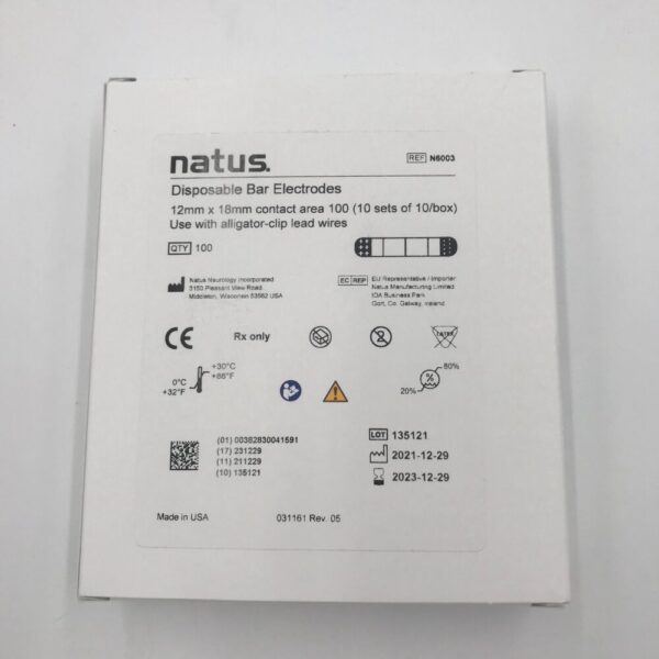 Natus N6003 Disposable Bar Electrodes 12mm x 18mm Contact Area (100/Box)