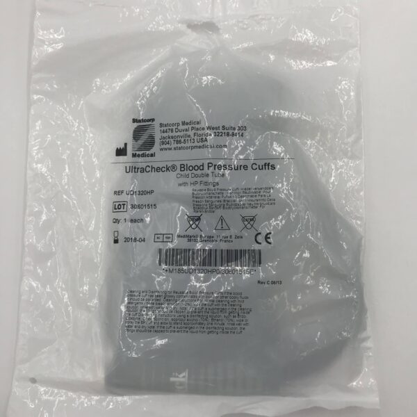 Statcorp UD1320HP UltraCheck Blood Pressure Cuff Child Double Tube w/HP Fittings (13cm-20cm) (OPENED) Reusable (X)