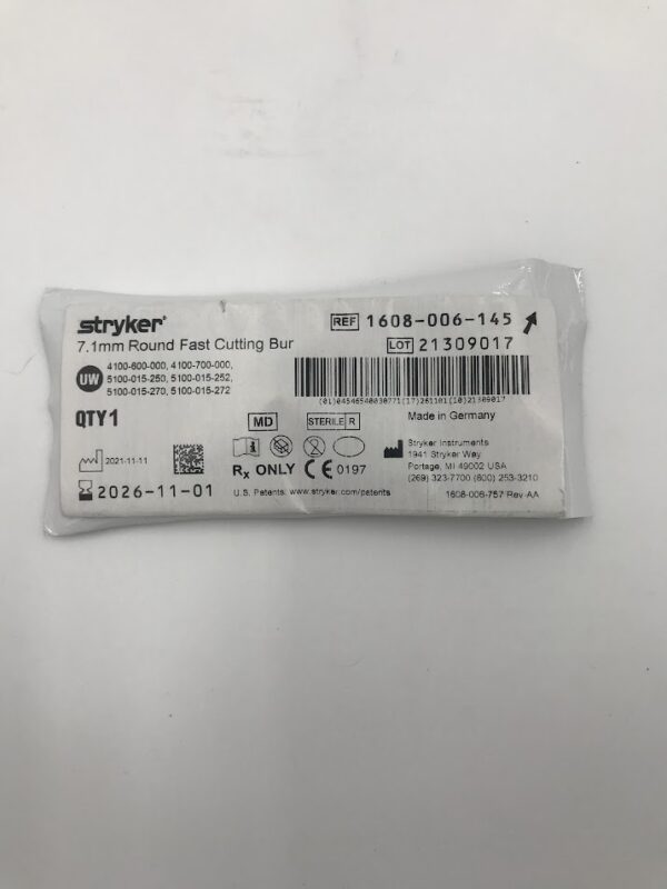 Stryker 1608-006-145 Round 7.1mm Fast Cutting Bur