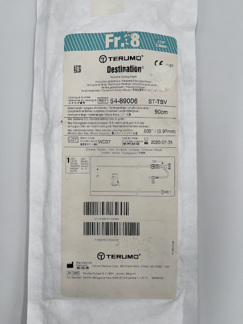 TERUMO 54-89006 Destination Peripheral Guiding Sheath, 8Fr. 90cm x .038in (X)