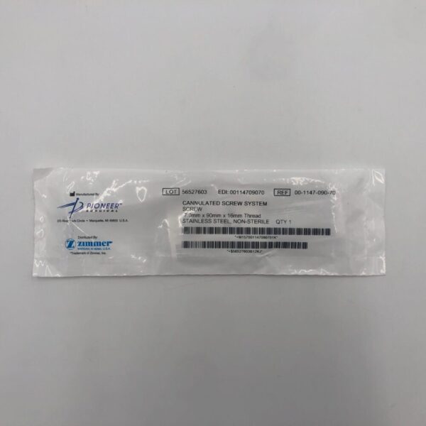ZIMMER 00-1147-090-70 Pioneer Surgical Cannulated Screw System 7.0mm x 90mm x 16mm Thread