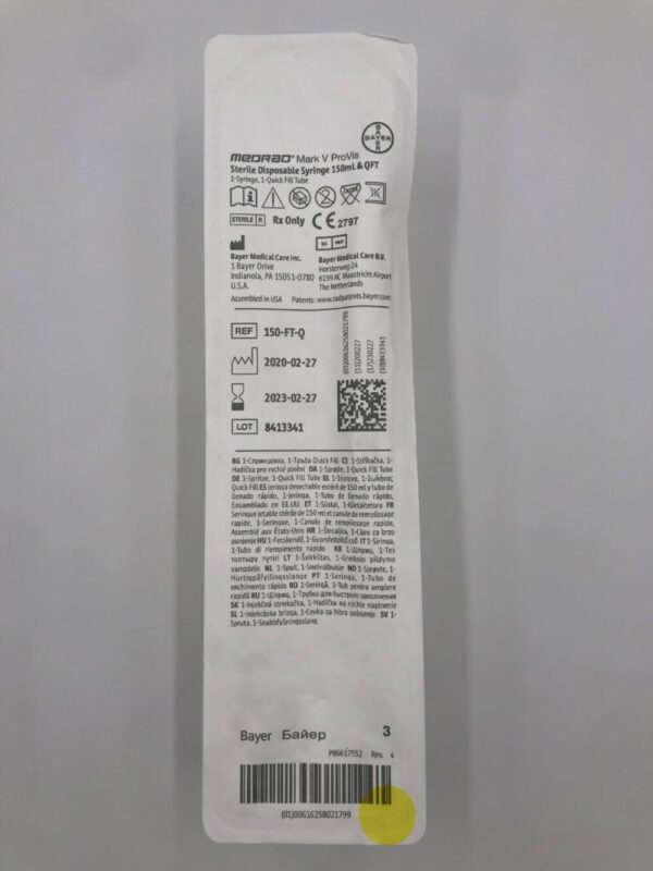 BAYER 150-FT-Q Medrad Mark V ProVis Disposable Syringe 150mL & QFT