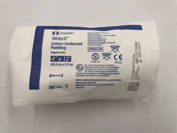 COVIDIEN 2502 Webril Cotton Undercast Padding, Reg Finish 4in x 12ft(X)