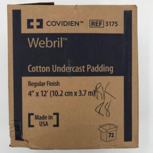 COVIDIEN 2502 Webril Cotton Undercast Padding, Reg Finish 4in x 12ft(X)