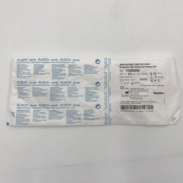 TELEFLEX 112082060 Rusch Endotracheal Tube Oral/Nasal Murphy Eye, High Vol, Low Pressure Cuff I.D.=6mm (x)