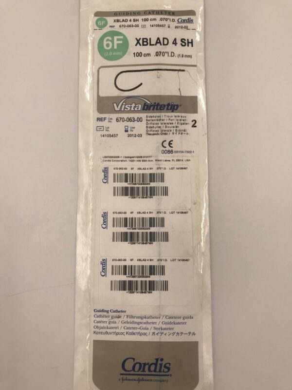 CORDIS 670-063-00 Vista BriteTip Guding Catheter XBLAD 4 SH (X)