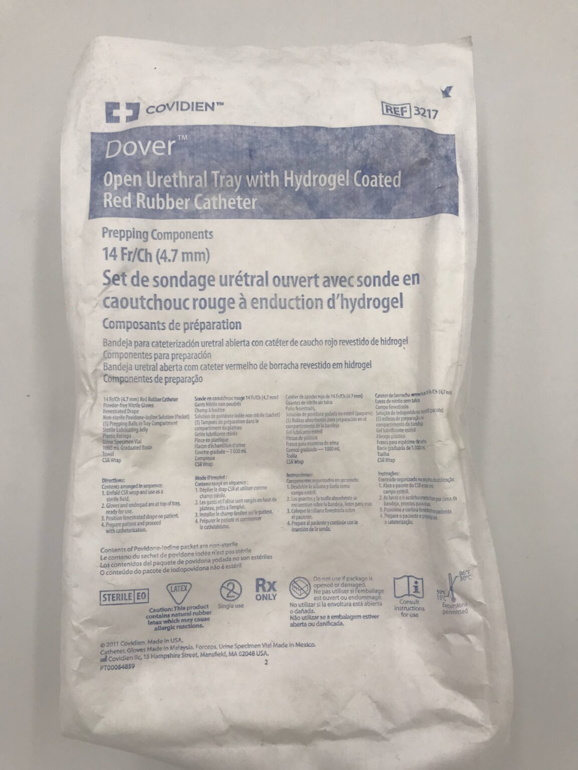 COVIDIEN 3217 Dover Open Urethral Tray w/ Hydrogel Coated Red Rubber  Catheter 14Fr/Ch (X) - GB TECH USA