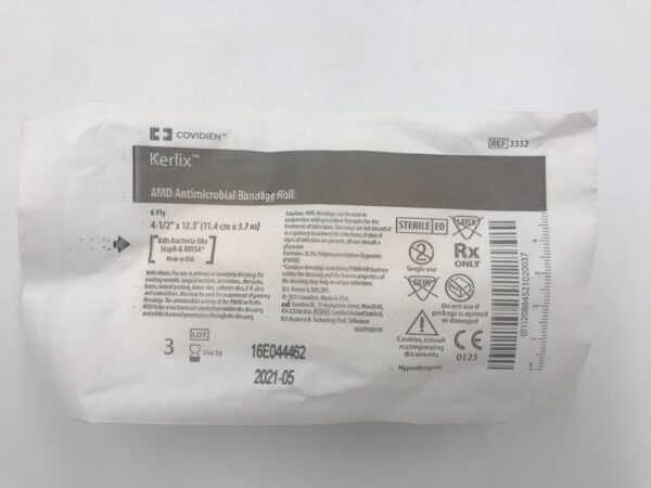COVIDIEN 3332 Kerlix AMD Antimicrobial Bandage Roll 6Ply 4-1/2"x12.3' (X)