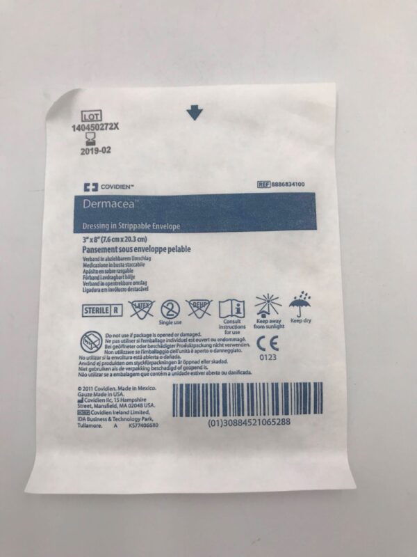 COVIDIEN 8886834100 Dermacea Dressing In Strippable Envelope 3"x8" (36/Box)(X)